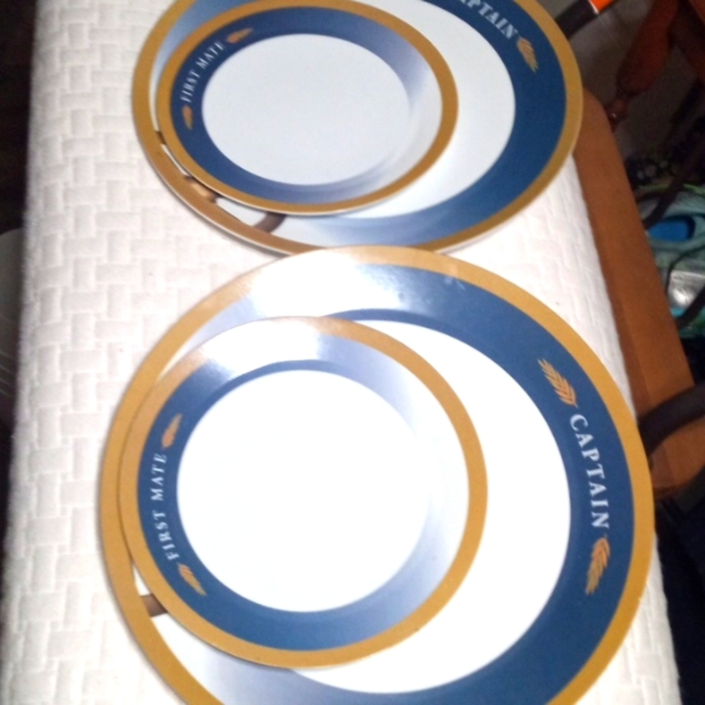 Captain and First Mate Set of 4 Melamine Plates